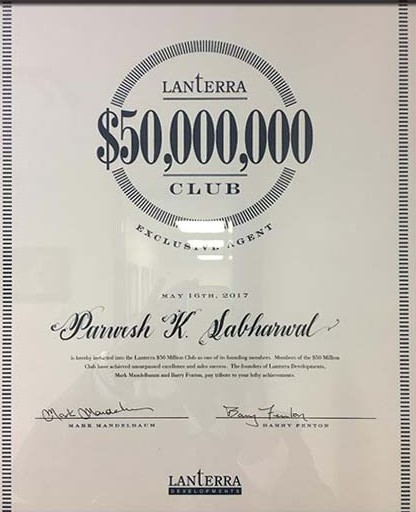 team sabharwal - 50,000,000 club award -lanterra developments